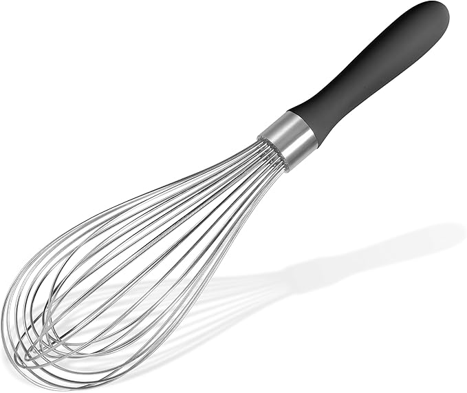 Doosu 18/8 Stainless Steel Balloon Whisk for Cooking (12 Wires, Red)