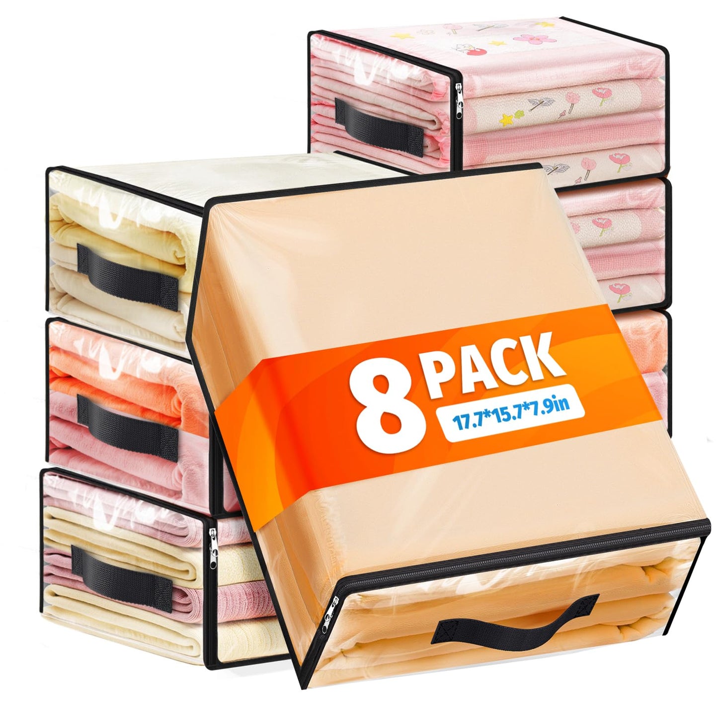 SpaceWhisper Clear Sheet Storage Bags, 6 Pack, 15.7 x 13.8 x 3.9 in