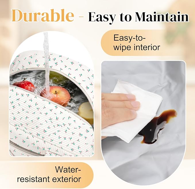 Coobiiya Lunch Bag Lunch Box for Women Men,12L Reusable Cute Corduroy Lunchbag Large Capacity- Leakproof, Insulated LunchBox Tote