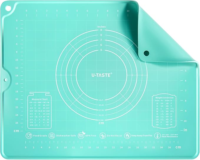 U-Taste Silicone Pastry Mat, Dough Rolling Baking Sheet, 16x20"/Transparent