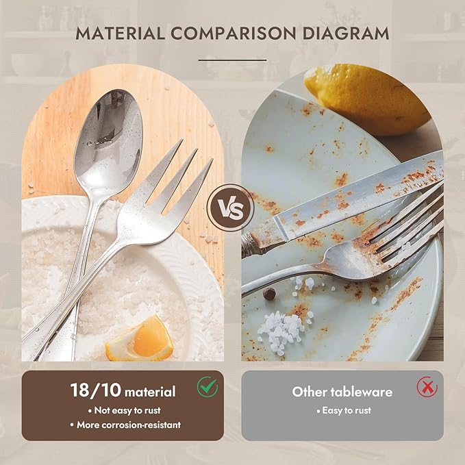 KINGSTONESilverware Set, 18/10 Stainless Steel, Silver