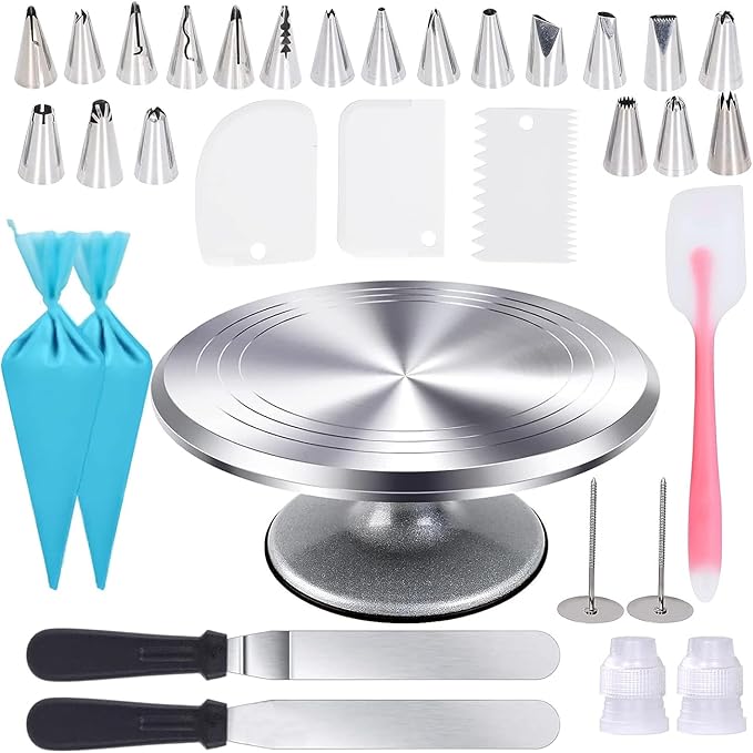 Uten Cake Decorating Supplies Kit 60pcs, with Turntable Cupcake Stands