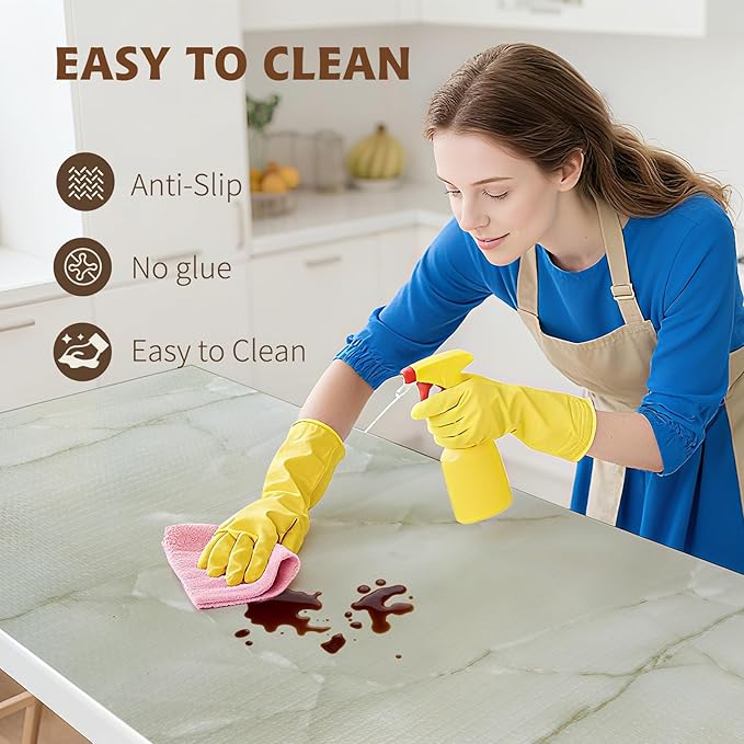 2-Layer Drawer and Shelf Liner for Kitchen Cabinet: 12in X 20Ft Non Slip Waterproof Shelf Paper Non Adhesive Refrigerator Liners Cyan Marble Easy Liners for Bathroom with Knife Tape Measure