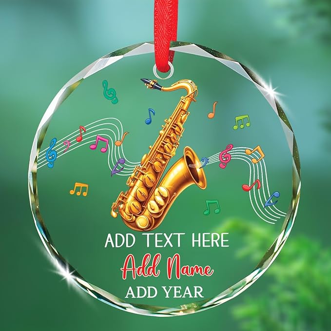 Clarinet Player Christmas Glass Ornament, Personalized Clarinet Xmas Ornament Gifts for Musical Instrument Player, Clarinettist Christmas Keepsake, Custom Text & Name Musician Glass Ornaments 2026