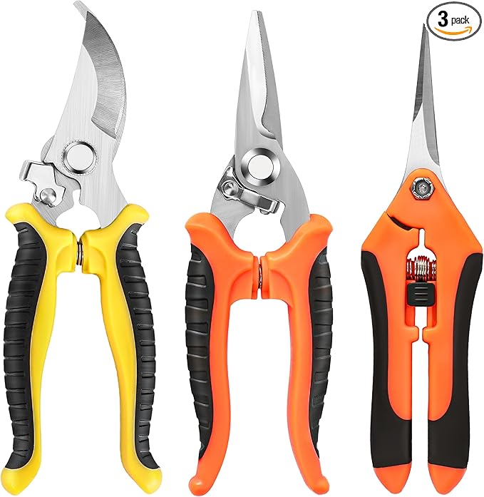 EWPJDK 3 Pack Garden Pruning Shears Scissors Clippers (Multicolor)