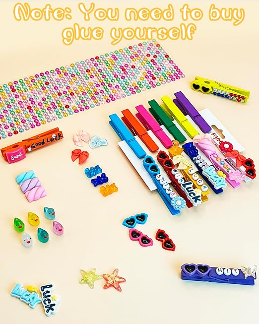 Cheer Pins Spirit Clips – 100 Pack Multicolor Wooden Clips with Mini Bows, Duck Charms & Self-Adhesive Glitter for DIY Cheer Accessories, Schoolbag Decor, Team Crafts Gifts (100 PCS Multicolored)