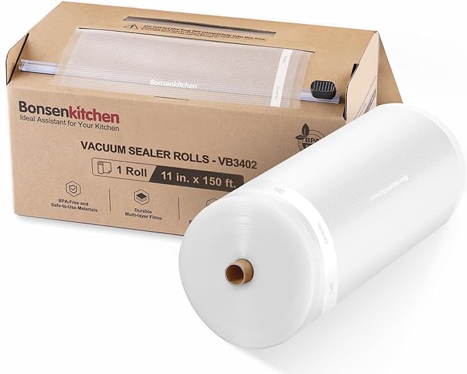 Bonsenkitchen 8” x 150’ Vacuum Sealer Bags Rolls with Cutter for Food