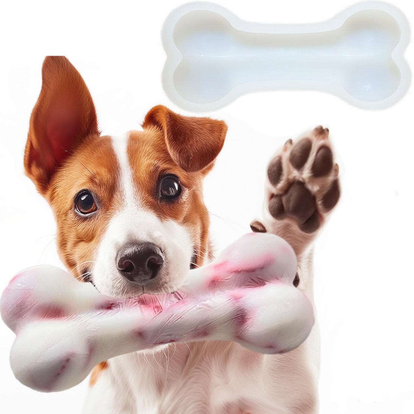 SIUPER 7.5IN Big Fish Bone Dog Cat Treat Mold 1 Pack, DIY Flavors for Puppy. Food Safe Silicone for Oven. Large Ice Cube Mold for Pet Chew, Cooling. Pets Birthday Cake Baking. Fun Gift for Dog Lover
