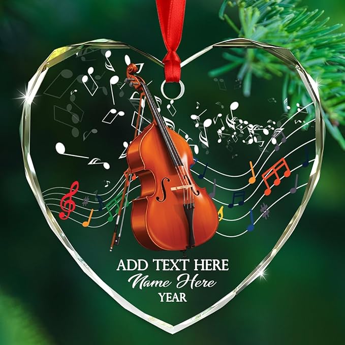 Personalized Drum Musical Instrument Glass Ornament, Customized Year Text Name Christmas Ornaments Gift for Drummer Husband Wife Dad Mom Kids, Unique Drum Set Glass Christmas Ornament for Birthday