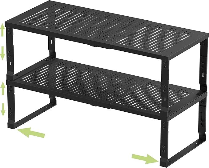 Jojocross Adjustable Expanable Stackable Spice Rack Shelf Pantry Storage Organizer for Kitchen Cabinet,Countertop,Bathroom and More.Space is no Longer Limited(1Pack/White/Large)