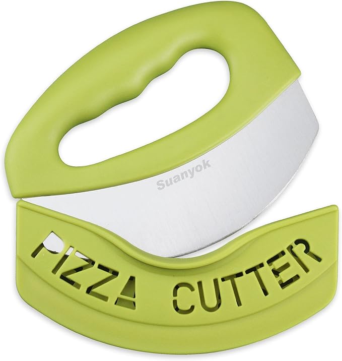 Suanyok Pizza Cutter Stainless Steel Rocker Blade with Cover(Gray)