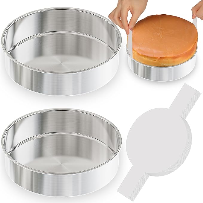 7 Inch Round Cake Pans, 3PCS Stainless Steel Cake Pan &100 Parchment Paper