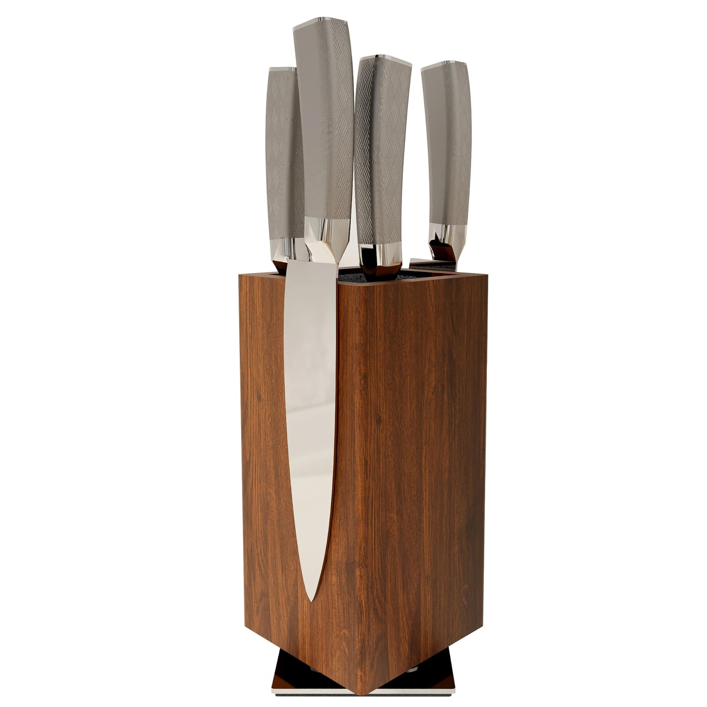 Brosisincorp 360° Rotating Acacia Wood Magnetic Knife Block without Knives