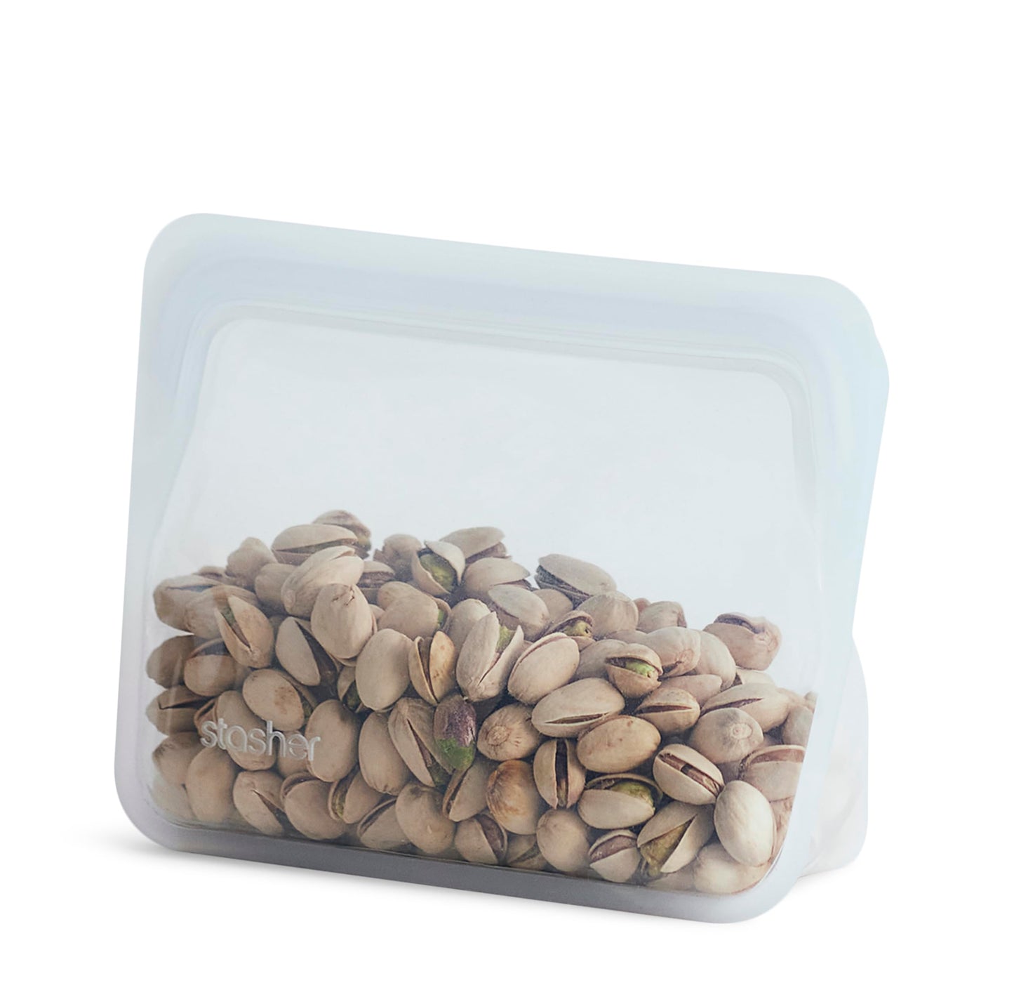 Stasher Reusable Silicone Food Storage Bag, Stand-Up Mid, Clear, 56 oz