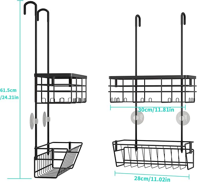 HapiRm Hanging Shower Caddy Organizer - No Drilling Shower Organizer with Inclined Shelf, Rustproof & Waterproof 304 Stainless Steel Bathroom Caddy - Black