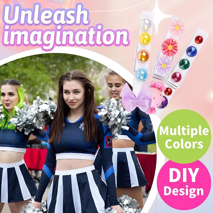 80 Set Cheer Pins Spirit Clips Clothes Wooden Pins for Backpacks Include 90 Mini Resin Animals 30 Mini Bows 500 Beads Cheer Clothespins Decorations Ribbon Team Classroom Cheer Gifts Bulk（White）