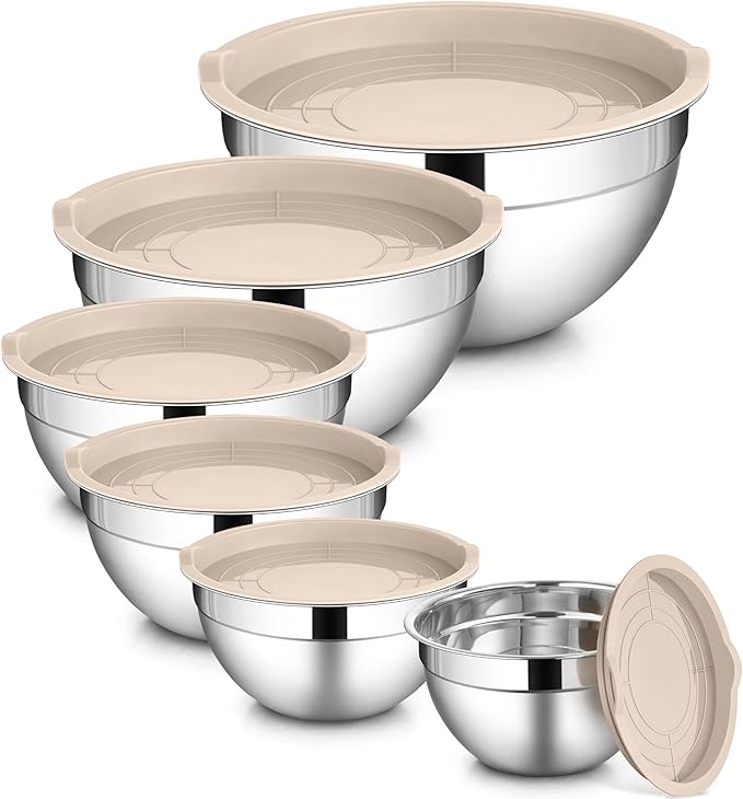 LIANYU Stainless Steel Mixing Bowls Set, Large 7, 3.5, 2.5, 2, 1.5, 1QT