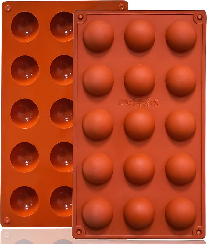 Lerykin Semi Circular Silicone Molds, Non-Stick Silicone Chocolate Molds,3 Packs Baking Molds for Making Chocolate, Cake, Jelly, Desert, Biscuit, Dome Mousse (6 Cups, 15 Cups and 24 Cups)