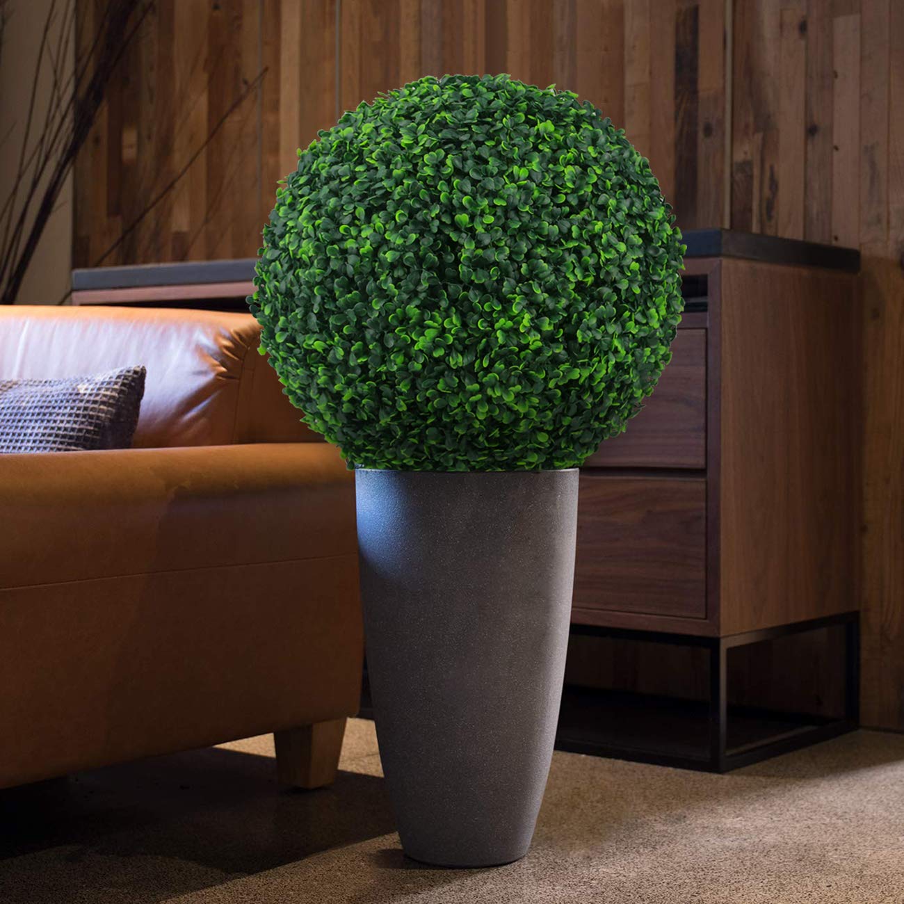 Sunnyglade 2 PCS 19.7 inch 4 Layers Artificial Plant Topiary Ball Faux Boxwood Decorative Balls for Backyard, Balcony,Garden, Wedding and Home Décor (19.7 inch)