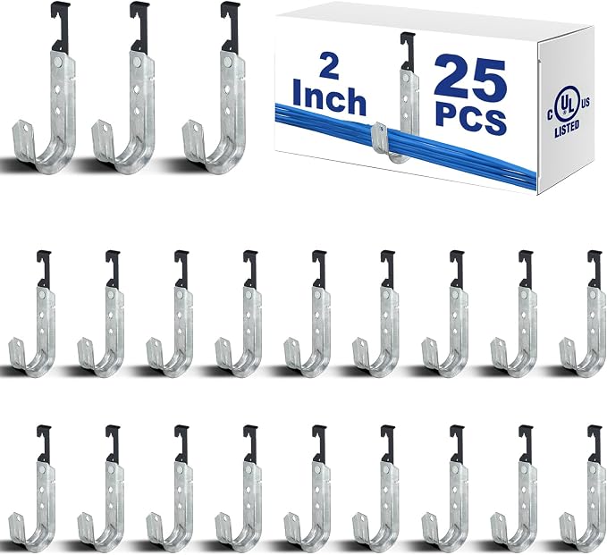 Zonon 25 Pcs J Hooks for Hanging Metal J Hook Hangers Cable Support