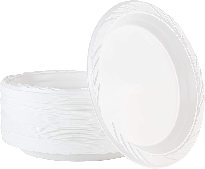 100 Count Disposable 6 Inch White Plastic Dessert Plates