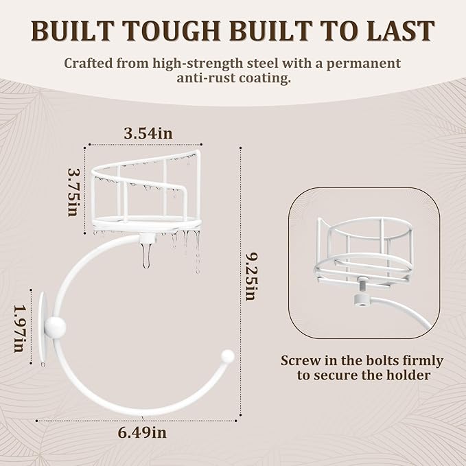 Simple Hand Towel Holder with Candle Holder for Wall, Metal Towel Hook for Bathroom Wall, Rustic Towel Ring, Sturdy Wall Mounted Hanger for Bathroom, Kitchen, Entryway (White)
