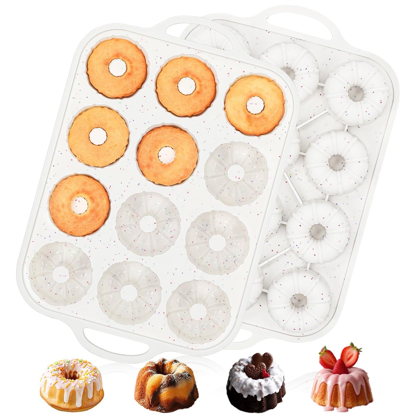 Vinino 3 Inch Silicone Mini Fluted Tube Cake Pan with Metal Frame