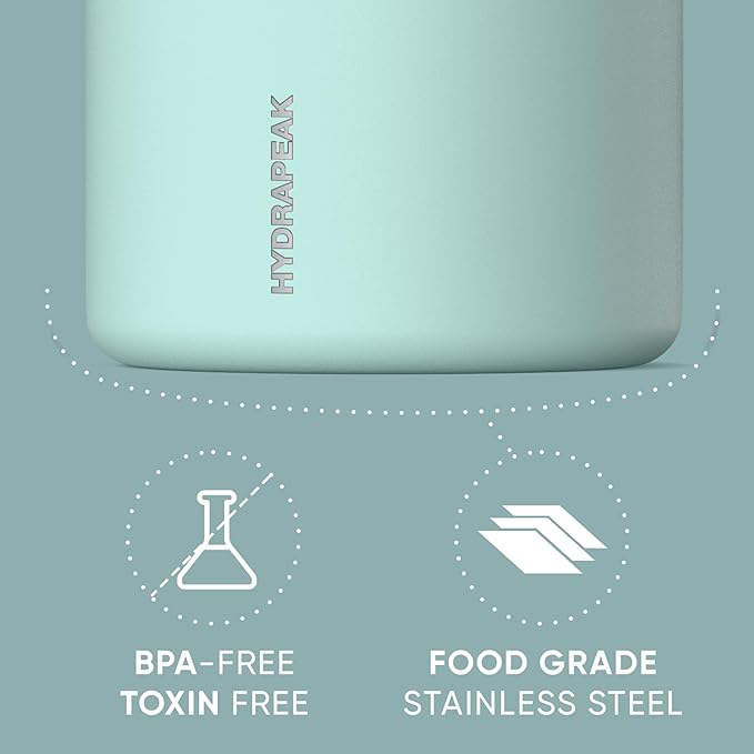 Hydrapeak 18oz Stainless Steel Vacuum Insulated Food Jar for Hot Food and Cold Food, Wide Mouth Leak-Proof Soup Jar for Adults, 10 Hours Hot and 16 Hours Cold (Fresh Mint)