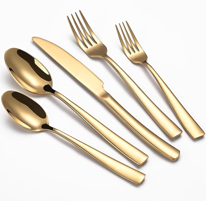 40-Piece Black Silverware Set, Heavy Duty Stainless Steel Flatware Cutlery Set Service for 8, Food-Grade Utensil Sets for Home Restaurant, Dishwasher Safe
