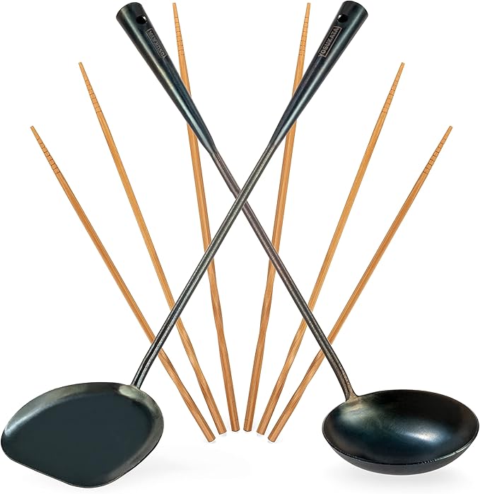 YOSUKATA 17" Stainless Steel Wok Spatula Ladle and Turner Set of 3