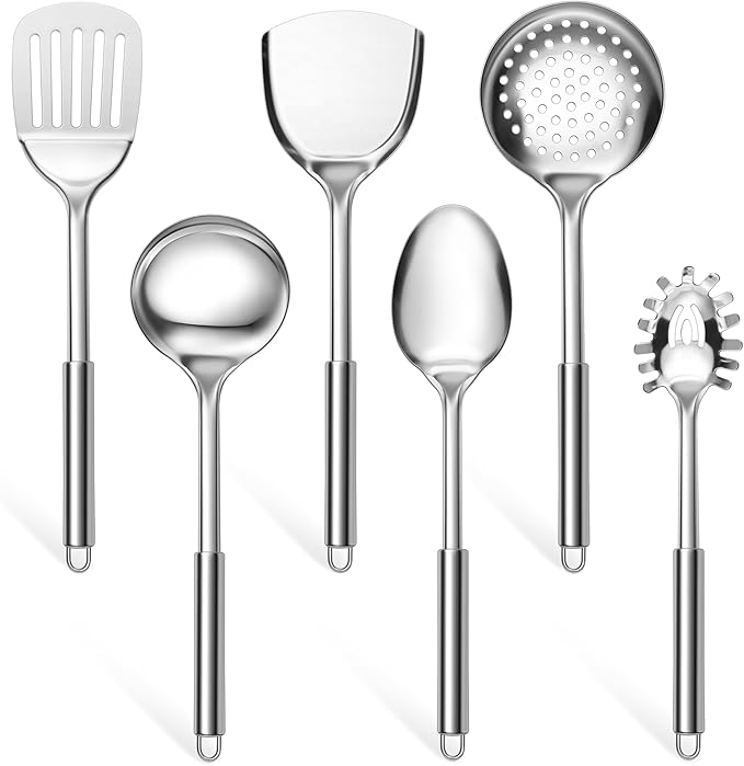 E-far Stainless Steel Kitchen Cooking Utensils Set, 10-Piece with Holder