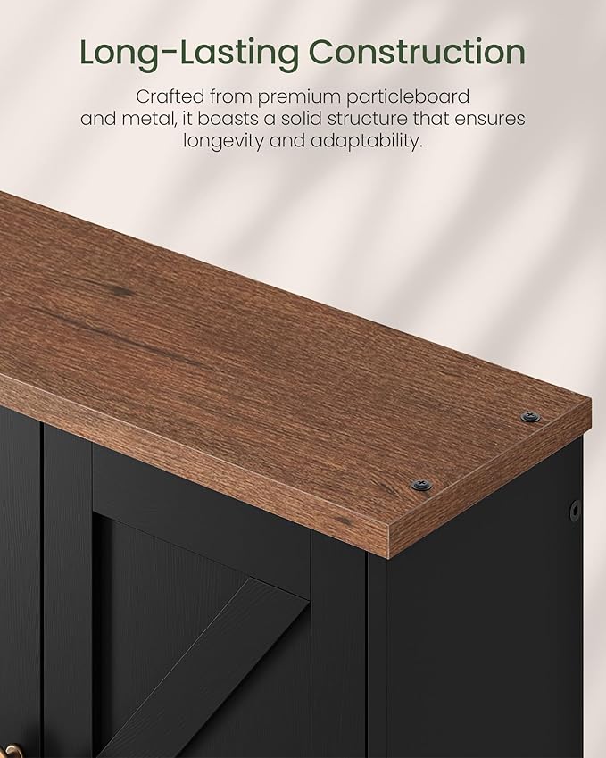Bathroom Wall Cabinet, Medicine Cabinet with Open Partition and Towel Bar, Rustic Storage Cabinet with Open and Hidden Storage Space, for Bathroom, Living Room, Kitchen, Black and Walnut