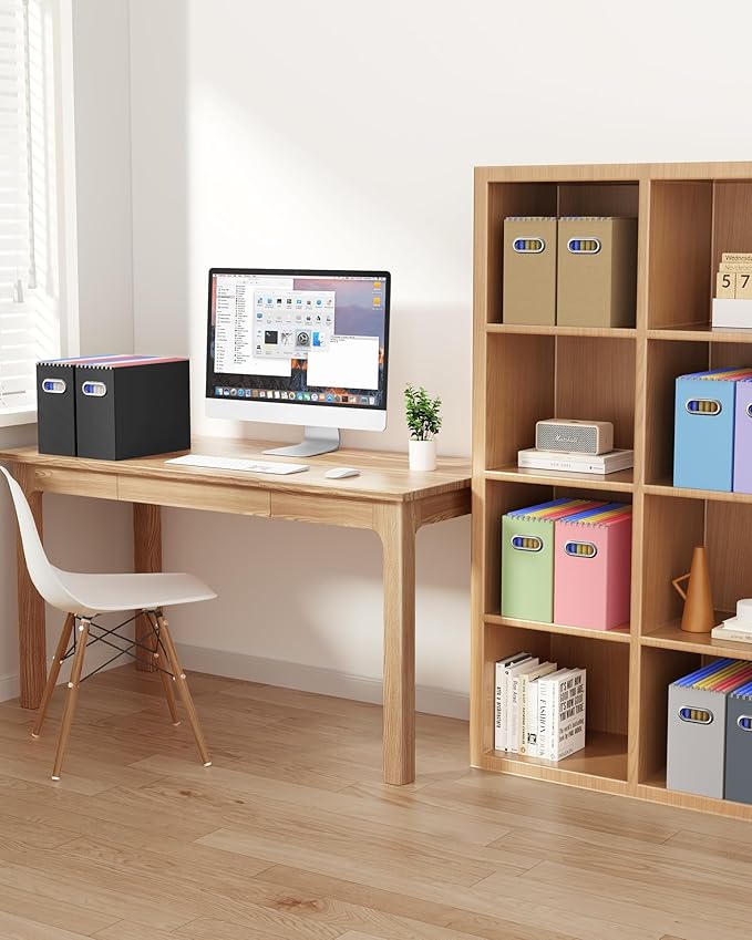 Oterri Cardboard File Organizer Box for Hanging File Folders Letter Size,File Box for Computer Desk,File Cabinet,Working Home,Office,Classroom (Brown, Letter Size - 8 Packs)