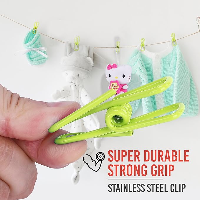 30 Pack Green Chip Bag Clips for Food - PVC 2 Inch Coated Sealer for Sealing Food - Paper Holder, Clothesline Clip for Laundry Hanging, Kitchen Bags, Multipurpose Clothes Pins