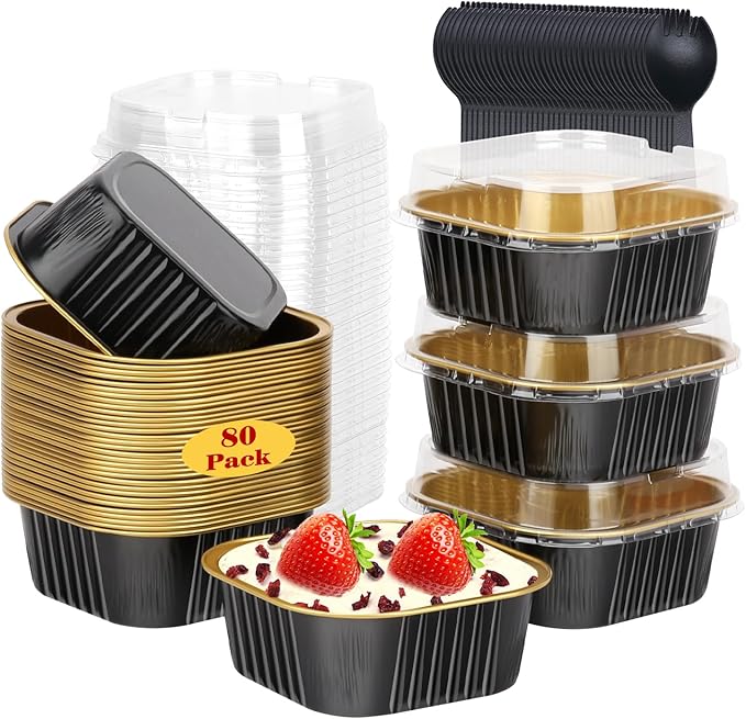 LNYZQUS 5oz Mini Cake Pans with Lids, Individual Brownie Tins 120 Pack