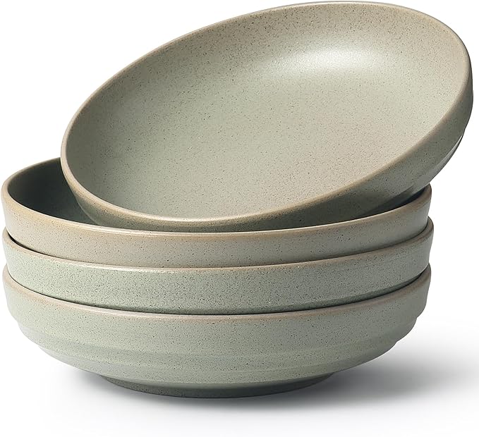 HAPPY KIT 9'' Pasta Bowls, 42oz, Stoneware Set of 4, DarkRuby