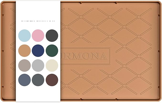 URMONA 16" x 10" Waterproof Silicone Mat in Multiple Sizes & Colors, Under Sink Mat for Kitchen & Bathroom, Pet Food Pad for Dogs & Cats, Kitchen Cabinet Liner, Multi-Purpose for Storage(Khaki)