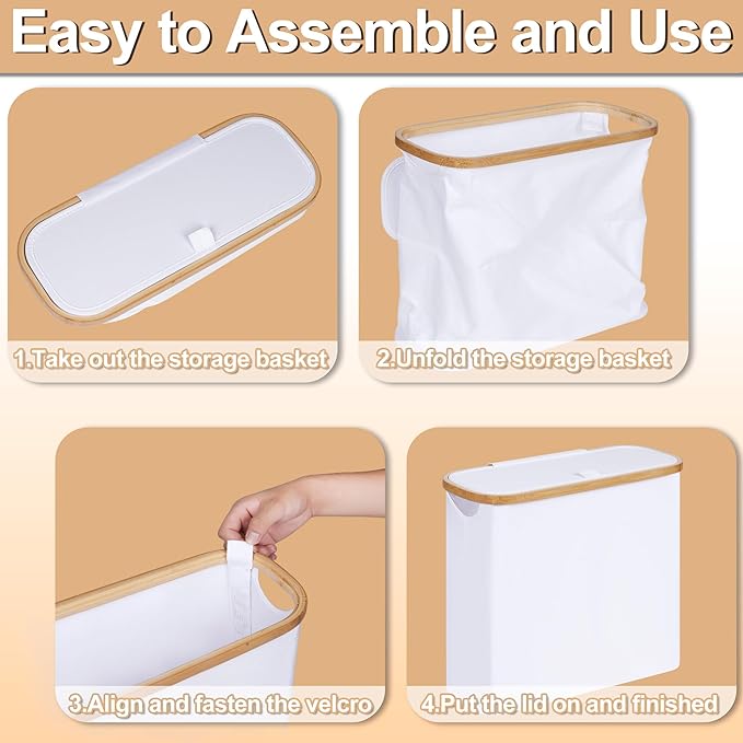 efluky Toilet Paper Basket 28L, Toilet Paper Holder with Lid for Bathroom, Free Standing Storage Organizer Holds Up to 9-12 Rolls (White, 1) (Pack of 2)
