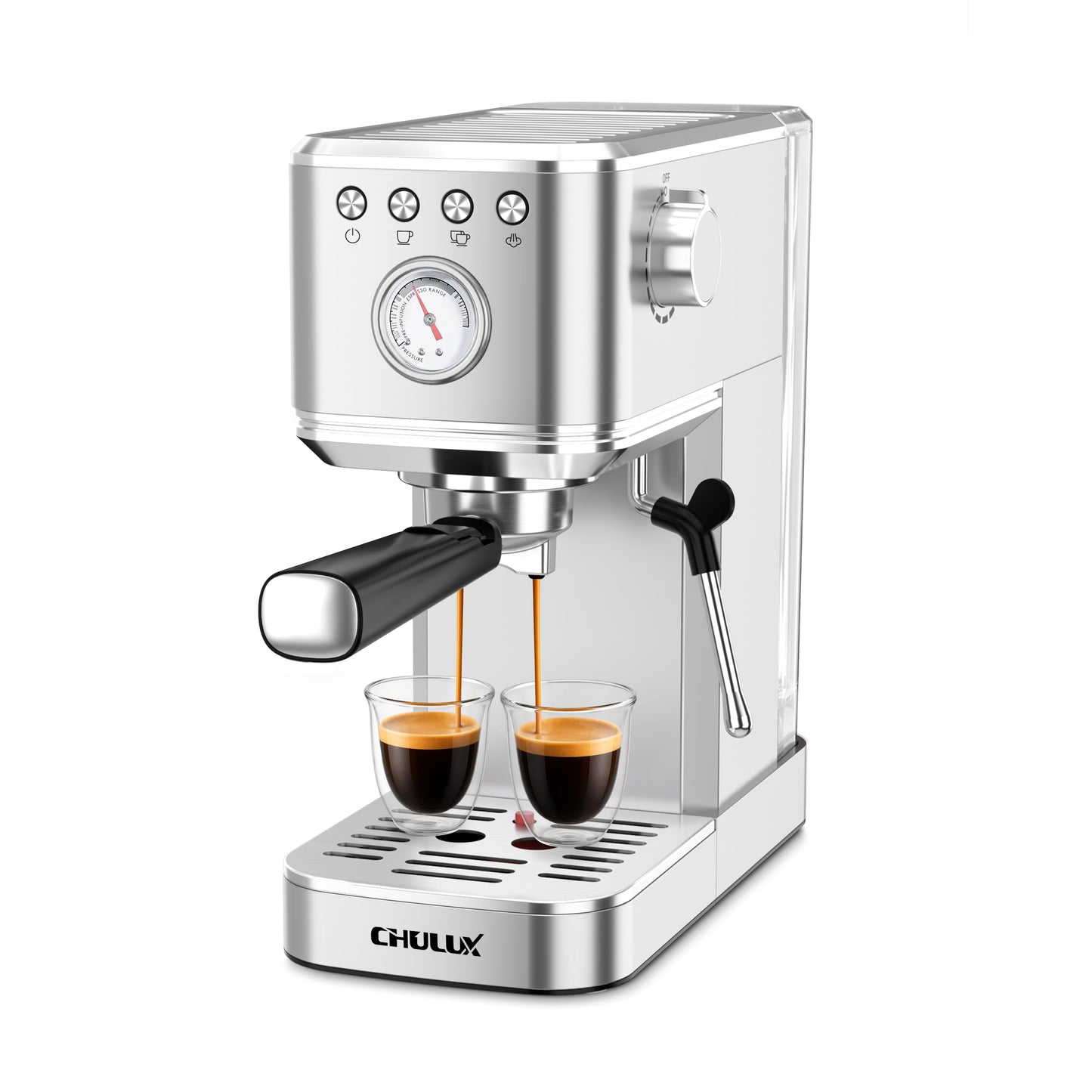 CHULUX Slim Espresso Machine with Milk Frother for Home Cappuccino, Creamy