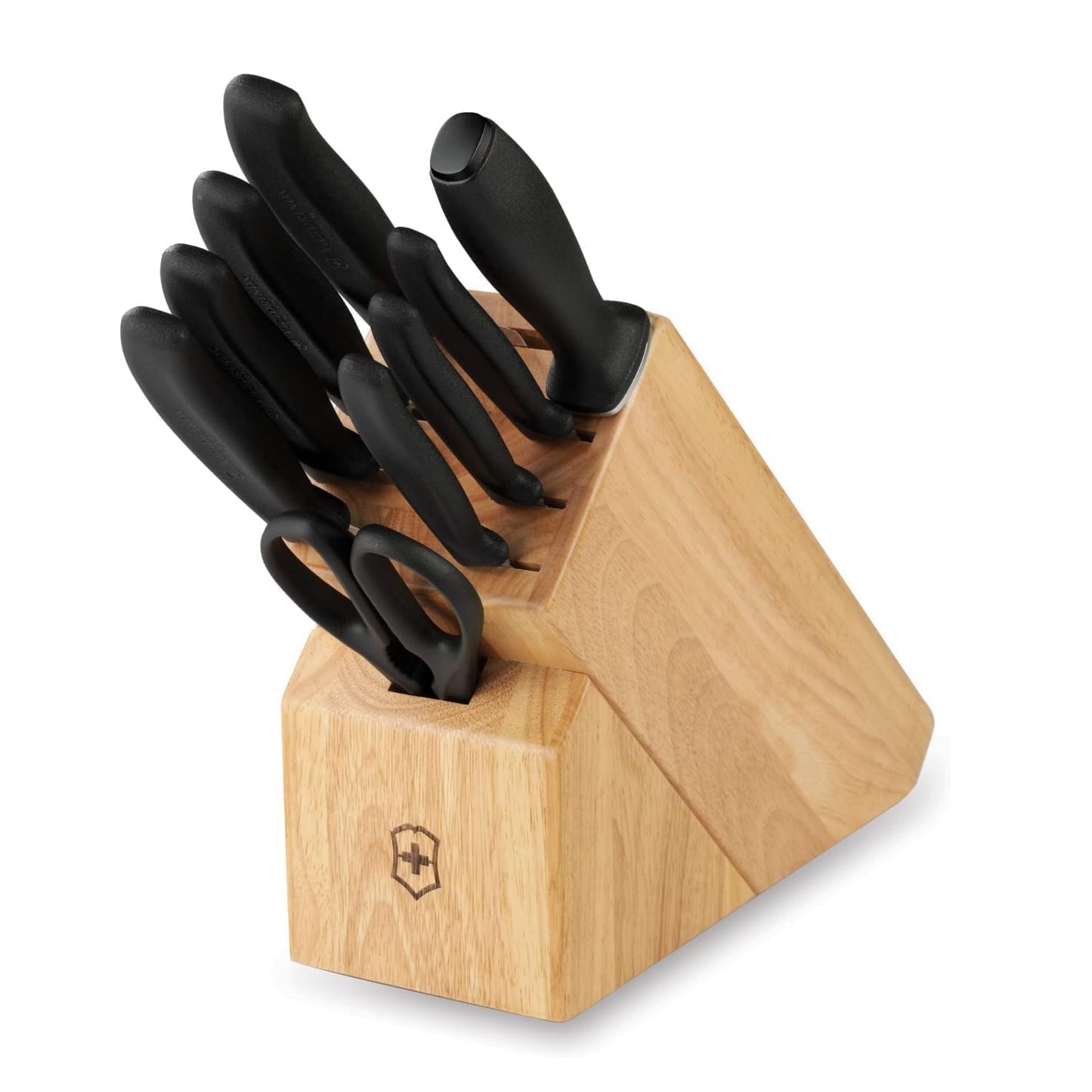 Victorinox Swiss Classic Knife Block - Kitchen Knife Set with Block for Home Essentials - Includes Chef's Knife, Santoku Knife & More - Black Handles, 15-Piece Set