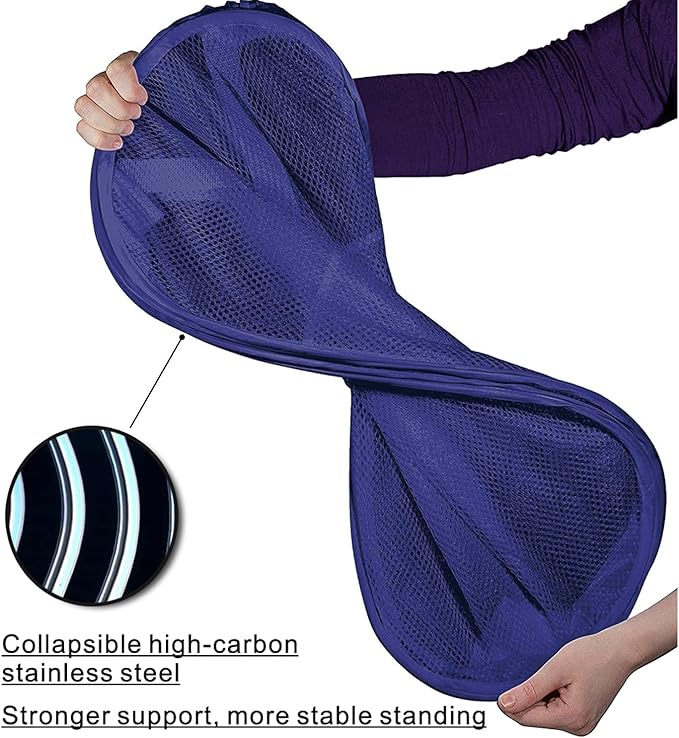 BATTOO Deluxe Strong Mesh Pop up Laundry Hamper Basket with Side Pocket Foldable Hamper for Laundry Room, Bathroom, Kids Room, College Dorm or Travel Royal Blue