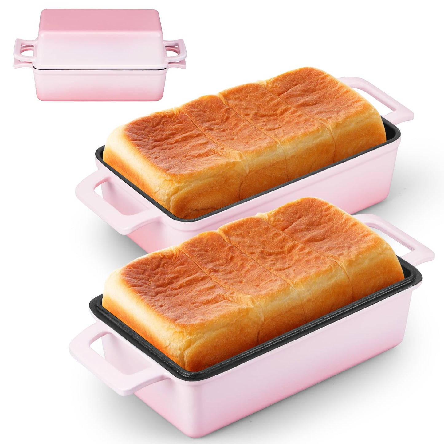 Leonyo 9"x5" Cast Iron Loaf Pan, Sourdough Homemade Bread Dutch Oven, Blue