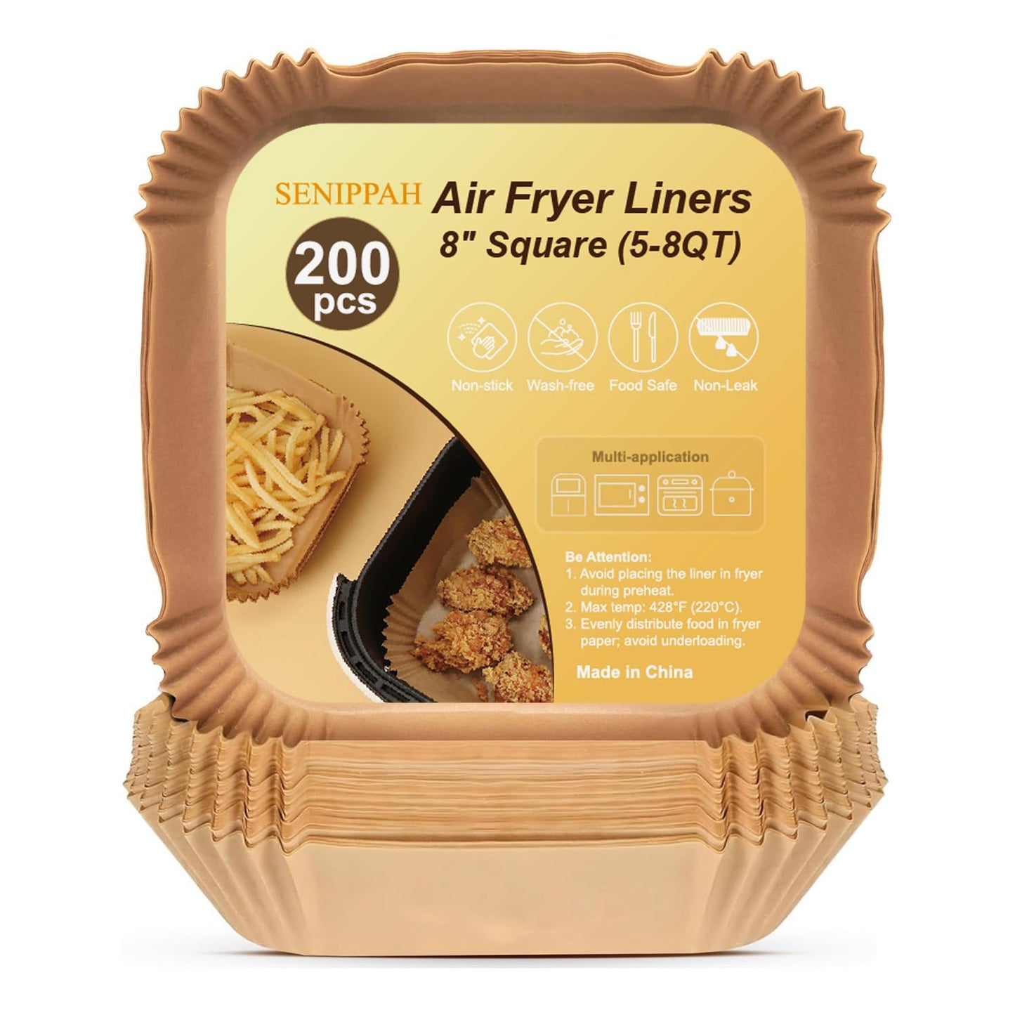 Disposable Parchment Paper for Air Fryer Liners 200 Sheets 8-Inches
