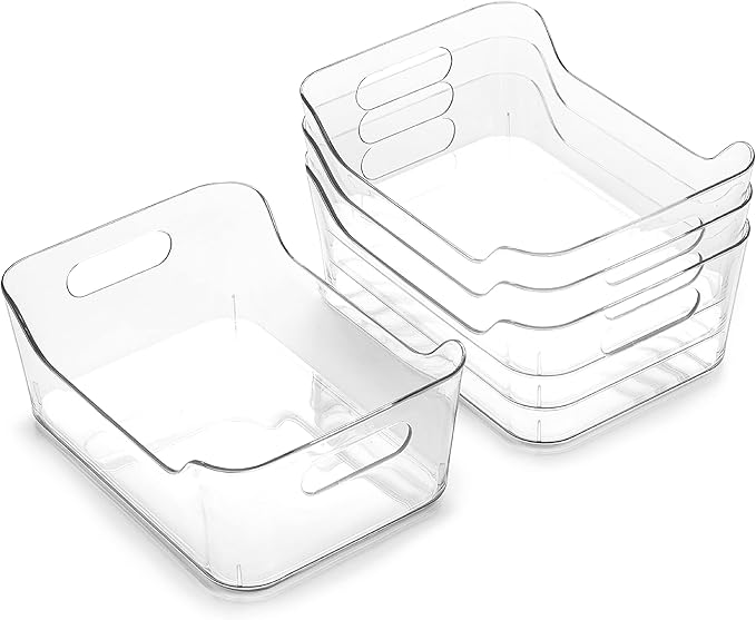 BINO | Plastic Organizer Bins, Large - 4 Pack | THE SOHO COLLECTION | Multi-Use Organizer Bins | Pantry Organizer & Freezer Organizer Bins | Plastic Storage Containers | Bins for Home & Kitchen Org