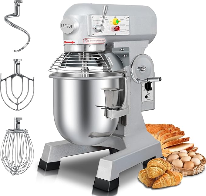 BOSBAK Commercial Food Mixer 30Qt, Dough Mixer with 3-Speeds, 1250W