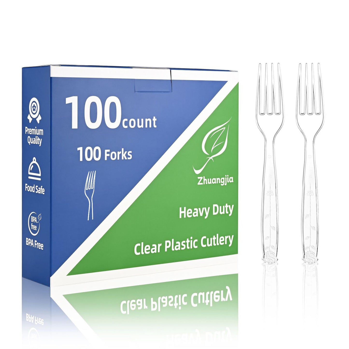 100 Count Extra Heavy Duty Clear Plastic Forks Disposable