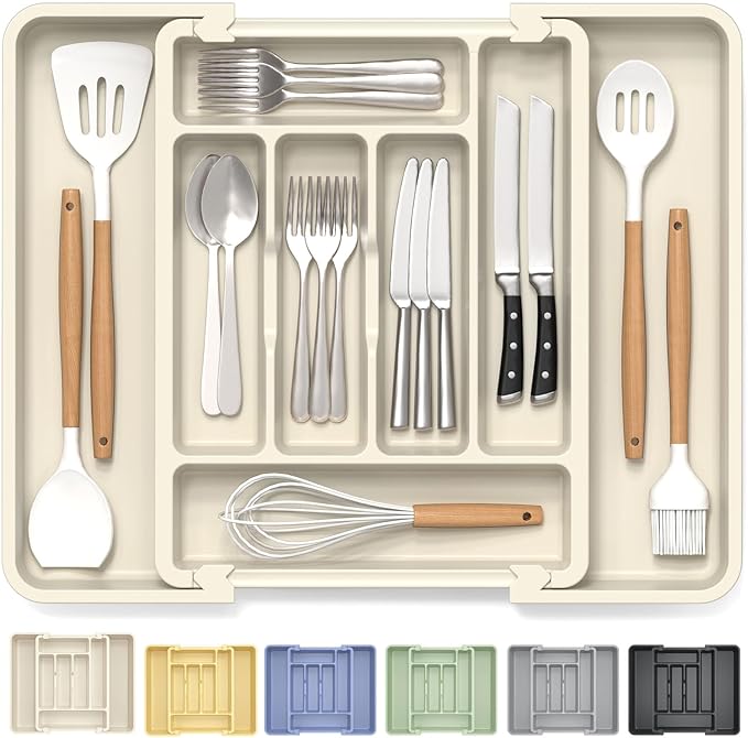 Caperci Large Silverware Organizer Tray for Kitchen Drawer Utensils Thicker