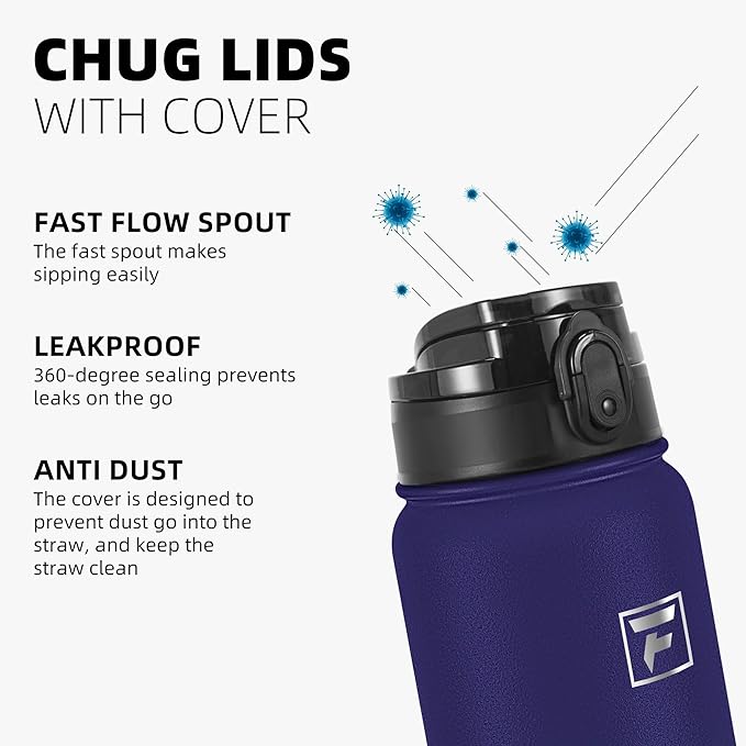 Fanhaw 40 Oz Insulated Stainless Steel Vacuum Water Bottle with Anti-Dust Pop-Open Lid - For Outdoor, Women, Men | Leak & Sweat Proof (Purple Green)