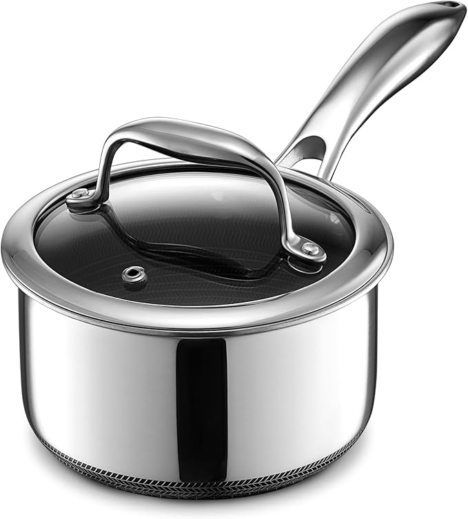 HexClad 3QT Hybrid Nonstick Saucier with Lid, Induction Ready