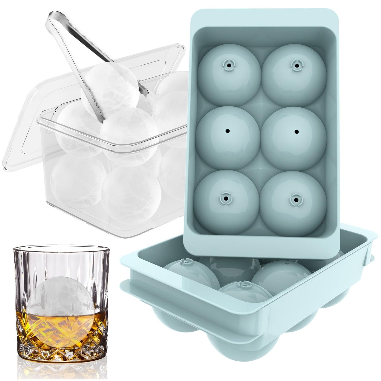WIBIMEN 2.5-Inch Large Ice Cube Molds, 2-Pack Round Ice Ball Molds